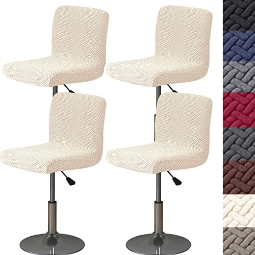 HFCNMY Bar Stool Covers with Backs,4 Pack Stretch Bar Stool Chair Covers,Jacquard Bar Stool Covers,Washable Bar Chair Covers Swivel Barstool Covers Slipcovers with Back Beige - color: Beige