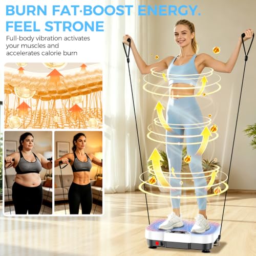 Vibration Plate Exercise Machine Vibration Plate for Lymphatic Drainage Weight Loss,Muscle Activation Fat Burner for Women Men,250 Speeds Shake Plate,Whole Body Exercise Equipment - color: Pink