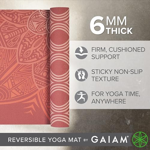 Gaiam Yoga Mat - Premium Print Reversible Extra Thick Non Slip Exercise & Fitness Mat for All Types of Yoga, Pilates & Floor Workouts - color: Changing Petals