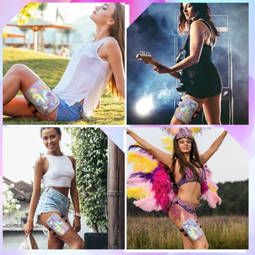 Carnival Leg Bag Holographic Thigh Bag with Adjustable Strap Leg Pouch Harness Women Summer Travel Hiking Pack(Silver,Leg Bag) - color: Silver, style: Leg Bag