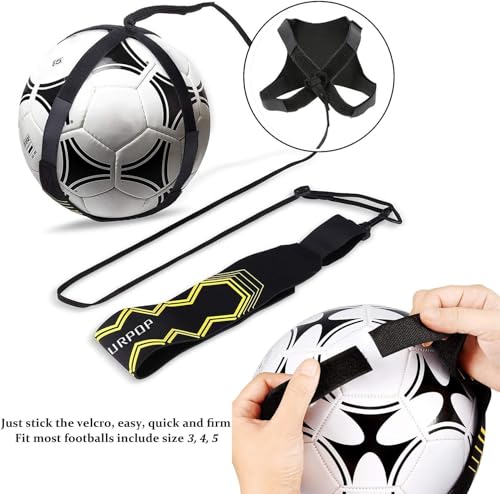 Surpop Soccer/Volleyball/Rugby Trainer, Football Kick Throw Solo Practice Training Aid Control Skills Adjustable Waist Belt for Kids Adults - color: black