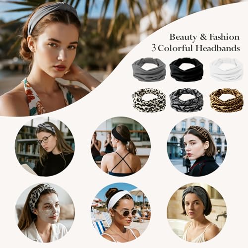 HSEM Knotted Headbands for Women 6-Pack – Wide Soft Elastic Non-Slip Hair Bands – Thick Stretchy Sweat Bands for Washing Face, Makeup, Workout, Running, Spa, Yoga, Fashion, Leopard Print - color: X-Colorful-2-11