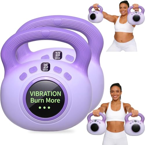 Vibration Kettlebell – 3LB Golden Weight Ideal for Women’s Fat Loss, Body Sculpting & Lymphatic Drainage – Slimming Vibration Exercise Machine for Toning, Circulation & Daily Home Workouts - color: Purple, 2PCS