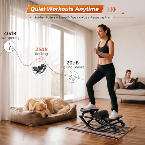 Rocking Stepper Side-to-Side, Low-Impact Lateral Stepper with Resistance and Widened Pedals, 250 lb Capacity Quiet Exercise Stepper with LCD Monitor, Bands and Anti-Slip Mat for Women’s Home Workout