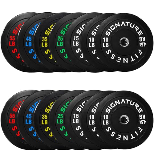 Fitvids 2-Inch Olympic Rubber Weight Plates Sets, Bumper Plates Set with Barbell for Strength Training, 180-390 Lbs Multiple Options - color: Colored, style: 390LB Set