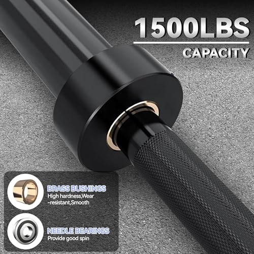 7 ft Barbell Bar - 1500LBS Capacity 2 Inch Weight Bar for Weightlifting/Powerlifting/Strength Training - Heavy Duty & 28 mm Knurled Grip for Squat, Deadlift, Bench Press - color: Black