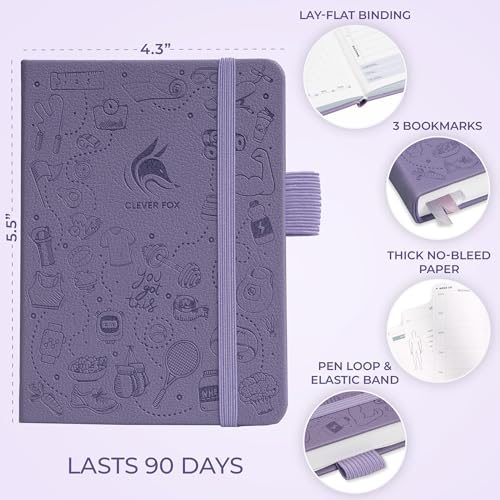 Clever Fox Fitness & Food Journal Pocket – Nutrition & Workout Planner for Women & Men – Diet & Gym Exercise Log Book with Calendars, Diet & Training Trackers – Lasts 3 Months, 4.3x5.5” (Lavender) - color: Lavender, size: Pocket (4.2" x 5.7")
