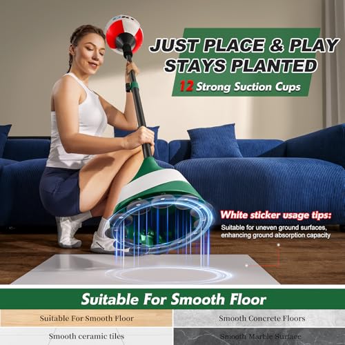 OKCT Punching Bag with Stand,Reflex Bag,Suction Cup Base | Adjustable Height,Boxing Equipment for Adults & Teens,Home Gym,Speed Training, Hand-Eye Coordination&Fitness - color: Green
