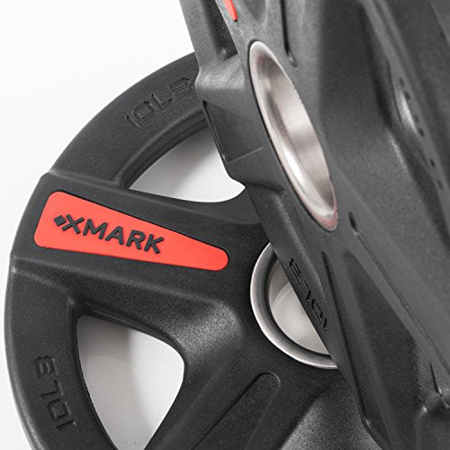 XMARK TEXAS STAR Olympic Weight Plates Set, Rubber Coated Barbell Weights for Home Gym, Weightlifting & Strength Training - color: 07) 65 lb Weight Set