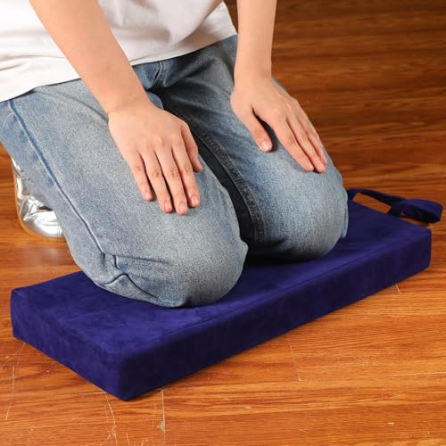 Colingmill Personal Prayer Kneeler Pad 18 3/4 Inch Christian Kneeling Pillow Microfiber and High Density Foam Personal Religious Prayer Kneeler Pad Pillow Bench for Kneeling Christian Gift(Navy Blue) - color: Navy Blue