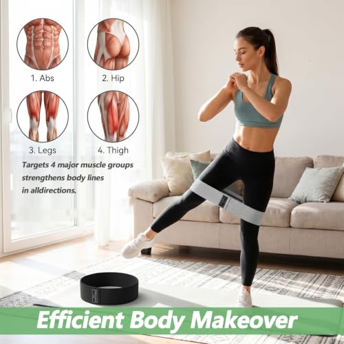 10 Pcs Fabric Resistance Bands for Working Out, Non Slip Fabric Elastic Leg Bands for Exercise, Booty Bands for Women Men, Hip Thigh Glute Bands Set for Squat Stretch Yoga (Black & Light Gray)
