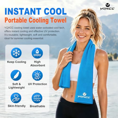 YQXCC 4 Pack Cooling Towels 40"x12", Cold Cool for Neck & Face | Cooling Neck Wraps, Soft Breathable Microfiber Chilly Towels, Ideal for Gym, Yoga, Golf, Running, Camping & Hot Weather - color: Light Blue*2 + Rose Red*2
