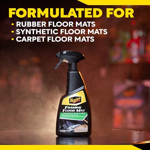 Meguiar's Foaming Floormat & Carpet Cleaner – Fabric, Floor Mat, All Weather Floor Mat & Carpet Cleaner Spray in One Product – Quickly and Effectively Remove Tough Stains, Dirt, and Grime, 16 oz