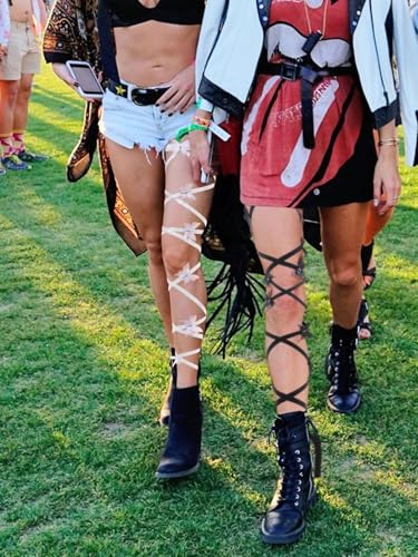 Rave Leg Wrap Butterfly Lace Rhinestone Non-Slip Elastic Legging Gothic Festivals Coachella Outfits for Women - color: White a