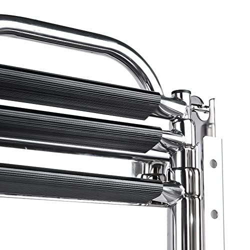 3-4 Step Ladder Under Platform Slide Mount Boat Boarding Ladder, Telescoping Ladder with a Carry Handle and Mounting Screws, Press-Type Spring Latch (3 Steps)