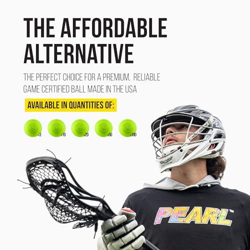 PEARL X Greaseless Lacrosse Balls by Guardian Innovations - Official Ball of NCAA Championships - Meets NOCSAE Standards and SEI/NCAA Certified - color: Optic Yellow, size: 10 Pack
