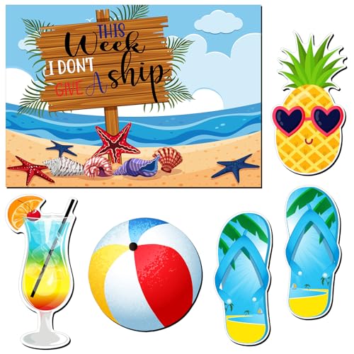 Kanayu 6 Pcs Beach Cruise Door Decorations Magnetic Large Ship Decorations Magnets Anchor Cruise Decor Car Fridge Magnet Decal for Carnival Stateroom Door - style: Beach