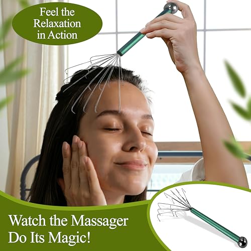 stargo Massage Master Metal Back Scratcher Extendable for Men, Women, Elderly - Wide Wire Claw Scratching Head Body Massager - Hand Back Scratch for Adults, Dogs - Massage Stick Gift - color: Metallic Turquoise