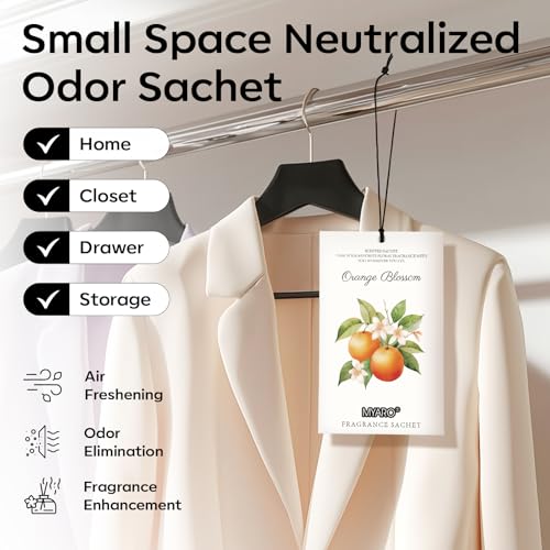 MYARO 12 Packs Orange Scented Sachets - Fragrance for Closet, Drawer, Bathroom, Car - Air Freshener Deodorizer Packets - color: Orange Blossom