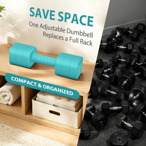 Adjustable Dumbbell Set of 2, 2.2-20LB Adjustable Weight Set, 3 in 1 Free Weights Dumbbells Set for women men at home, 2.2lb, 3.6lb, 5lb,10lb, 20lb, for Home, Office, Gym Exercise Training, Anti-slip Handle - color: Mint Green, size: 10LB(5LB Pair)