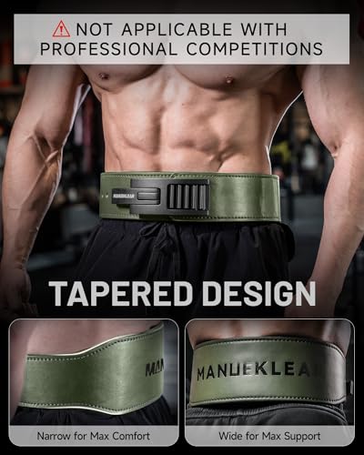 MANUEKLEAR Tapered Lever Weight Lifting Belt, 10MM Quick Locking Lever Belt Weightlifting Men, Lifting Belt Lever for Powerlifting & Deadlifts - color: Olive Green, size: L (34-40inches)