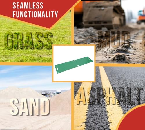Mytee Products 2' x 8' Green Ground Protection Mats with Double Sided Diamond Plated Tread Design - High Density Polyethylene Mat, Easily Supports 50 Ton Loads on Lawns, Dirt, and Any Other Areas - color: Black, size: 1 - Pack