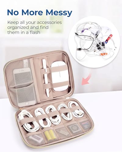 BAGSMART Electronics Organizer Travel Case, Cable SD Card Phone Accessories Organizer Bag for Women Travel Essentials, Warm Grey - color: F-Warm Grey