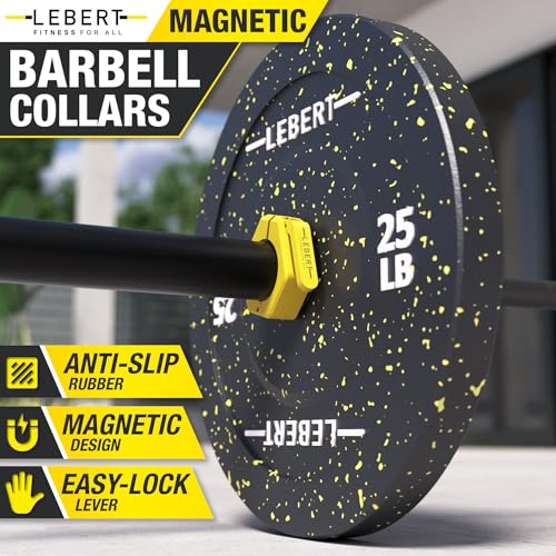 Lebert Magnetic Barbell Collars Yellow – 2" Olympic Clips - color: Yellow