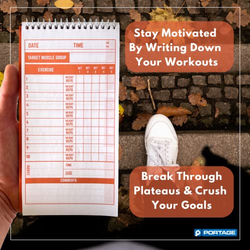 Portage Fitness & Workout Notebook - Fitness Journal, Workout Log, Exercise & Weight Training Notebook Planner, Fitness Tracker Log for Bodybuilding – 4 x 8 Inches, 140 Pages, 70 Sheets (Pack of 3) - color: Fitness Log