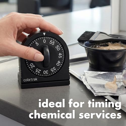 Colortrak 60 Minute Wind Up Timer, Salon Hair Color Processing Timer, Mechanical Visual Countdown for Chemical Services, Tanning, Kitchen, and Kids Activities, No Batteries Required, Black