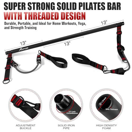 HPYGN Pilates Bar Kit with Resistance Bands, Heavy Duty Multifunctional Pilates Workout Equipment for Strength Training, HIP, Back, Arms, Ab, Shoulders, Portable Home Gym & Travel Fitness Gear for Men - style: 330lbs