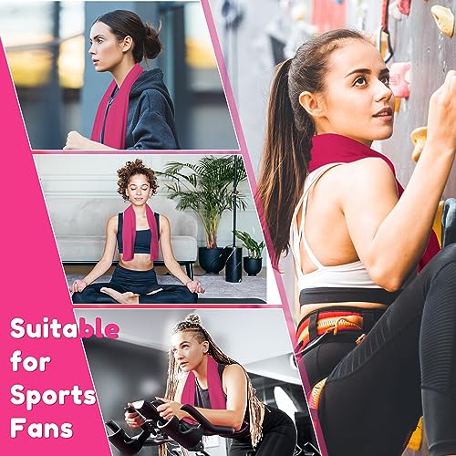 Honoson Cooling Towel Bulk - Neck & Face Cool Chilly Towels Microfiber Breathable Sport Sweat Rag for Gym, Yoga, Travel, Camping, Running, Outdoor - color: Fluorescent Pink, size: 32"x12"