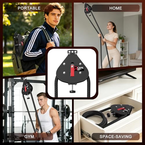 Endless Rope Trainer, Portable Pulley System with Adjustable Resistance | Home Gym Suspension Infinity Rope with 14 FT Closed-Loop, for Grip, Arms, Back, Body Coordination Exercises