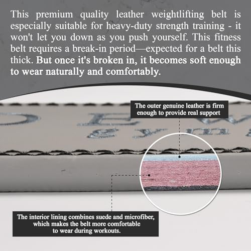 Weight Lifting Belt, 10mm Thick, 4-Inch Wide Heavy Duty Leather Lever Gym Belt, Ideal for Weightlifting, Squats, Deadlifts, Powerlifting, Cross Training and Weight Training - color: Dark Gray, size: L(40"-44")
