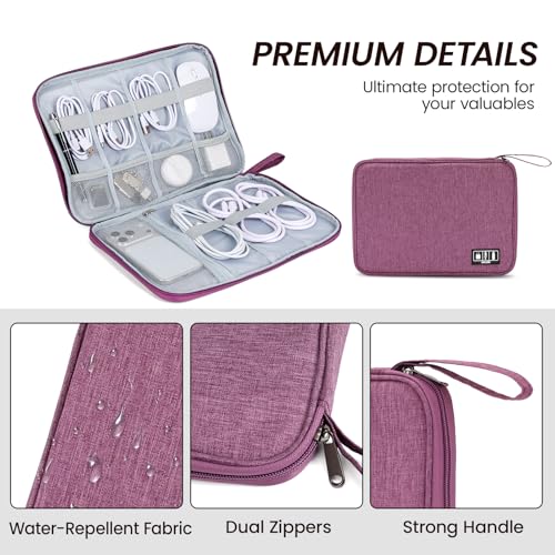 Electronic Organizer Travel Case, Slim Cable Accessories Pouch, Single Layer Tech Pouch & Cord Storage Bag for Chargers, Power Bank, SD Cards - Minimalist Travel Essentials - color: purple, size: L