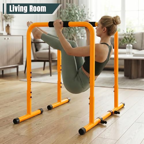 OLIXIS Dip Bar, Adjustable Heavy Duty Dip Station with Soft Foam Handles | Stabilizer Parallel Parallette Bar Fitness Equipment for Home, Gym, Patio, Office