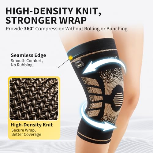CAMBIVO 2 Pack Copper Knee Brace for Women Men, Pain Relief Knee Support, S | Copper infused for pain relief & circulation | Pull tabs easy on/off | Non-slip compression for arthritis, running, gym - size: Small