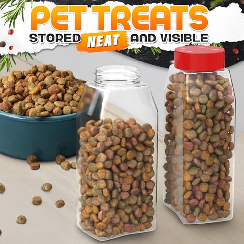 2 Pcs 32 oz Large Seasoning Shaker Set – Clear Spice Containers with Dual Flip-Top Red Lids and Airtight Seal – Food-Grade Plastic, Wide Mouth for BBQ Rubs, Bulk Spices, Loose Leaf Tea & Craft Storage