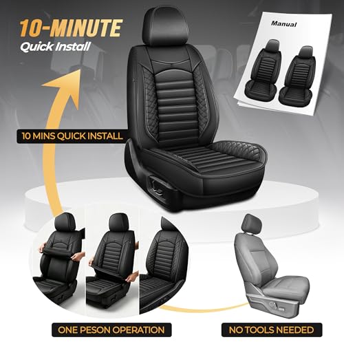 DISUTOGO for 2018 Dodge ram seat Covers 2012-2025 2026 RAM 1500 2500 3500 | Dodge Ram Seat Covers Full Set, Faux Leather Custom Fit Ram 1500 2500 3500 Truck, Flat Bench - color: 096-Black-Flat Bench, size: 5 Seats full set-RAM 2012-2026