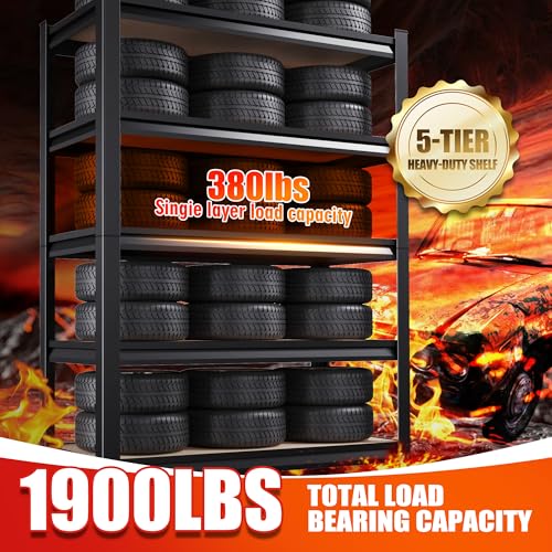 71"Hx28"Wx12"D Garage Shelving-5 Tier Garage Storage Shelves,Adjustable Heavy Duty Metal Shelving Unit and Storage Large Rack,Utility Steel Shelf For Warehouse Industrial Pantry Basement Organizers - size: MDF/28"Wx12"Dx71"H