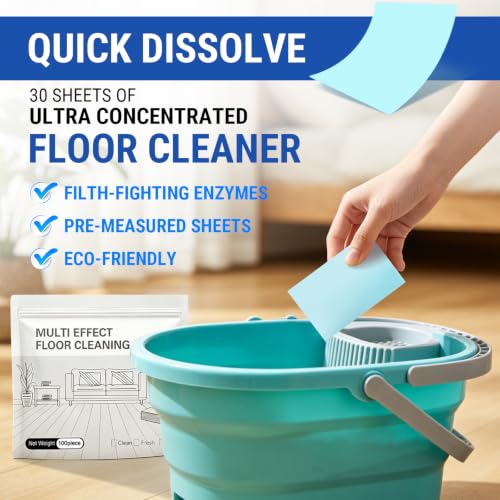 Multi-surface Floor Cleaning Tablets,100 Piece Floor Cleaning Tablets Multi- Surface Cleaner, Multiple Effect the floors Cleaning Sheets for Hardwood,Tile,Laminate & More