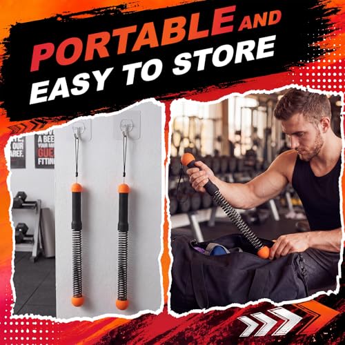 Lewtemi 14 Pcs Weighted Ropeless Battle Ropes Set Portable Cordless Battle Ropes Set Heavy Duty Exercise Equipment with Poster for Home Gym, HIIT Cardio and Weight Loss, Low-Impact Aerobic Training