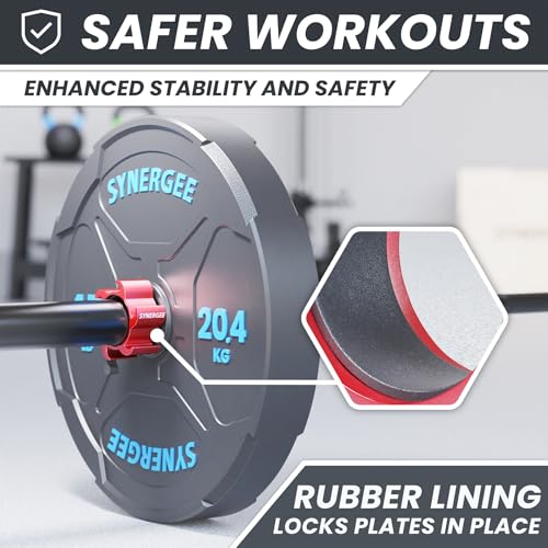 Synergee Aluminum Barbell Collars – 2" Olympic Locking Clamps - color: Red