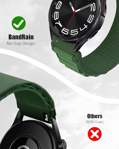 One Click Alpine Loop Bands Compatible with Samsung Galaxy Watch 7 Band/Galaxy Watch 6 4 5 FE Band 40mm 44mm/Watch 6 4 Classic 47mm 43mm 42mm 46mm/5 Pro 45mm, 20mm No Gap Nylon Sport Strap for Men - color: 13#Dark Green