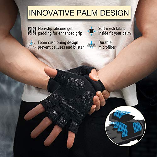 ATERCEL Workout Gloves for Men and Women, Exercise Gloves for Weight Lifting, Cycling, Gym, Training, Breathable and Snug fit - color: Black, size: Small