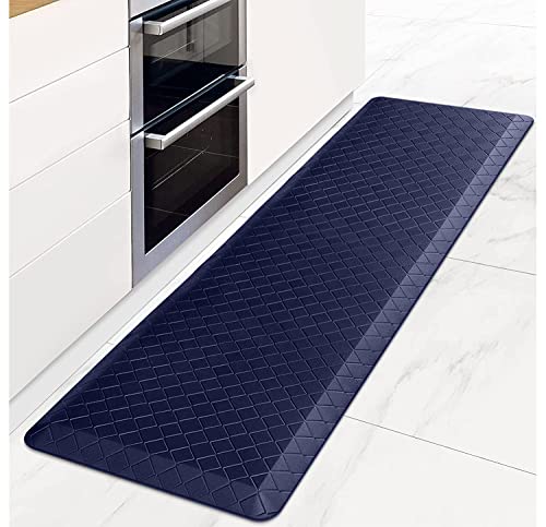 HappyTrends Kitchen Runner Rugs Anti-Fatigue mats - 4/5 Inch Thick Non Slip Waterproof Ergonomic Comfort Mat for Kitchen, Floor Home, Office, Sink, Laundry (17.3"x 60",Blue) - color: Blue, size: 60"L x 17.3"W x 0.8"Th