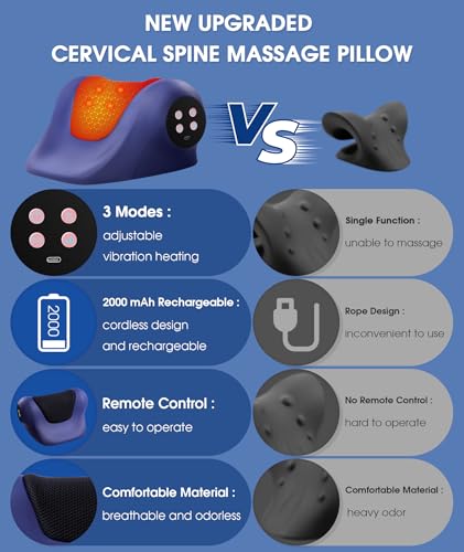 Neck Stretcher Cervical Traction Device,3 Adjustable Modes Neck Traction Device Portable Wireless Heated Neck and Shoulder Relaxer Corrector Pillow for TMJ Pain Relief and Cervical Spine Alignment