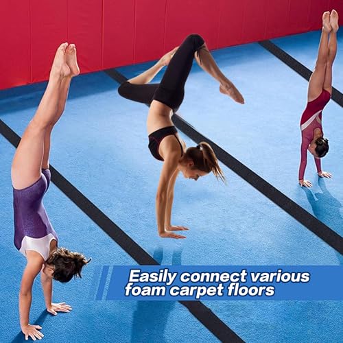 42 ft Gymnastics Mat Hook for Carpet Bonded Foam, 4" Wide Hook Mat Fastener for Tumbling, Fastener Nylon Hook Mats for Cheerlead Gym Floor, Black