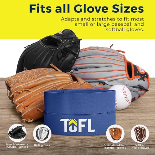TOFL Baseball Glove Wrap Band for Mitt Shaping | Elastic Strap with Adjustable Closure for Pocket Forming & Storage | Youth & Adult Softball Mitt Care Accessory (Color & Quantity Options) - color: Blue