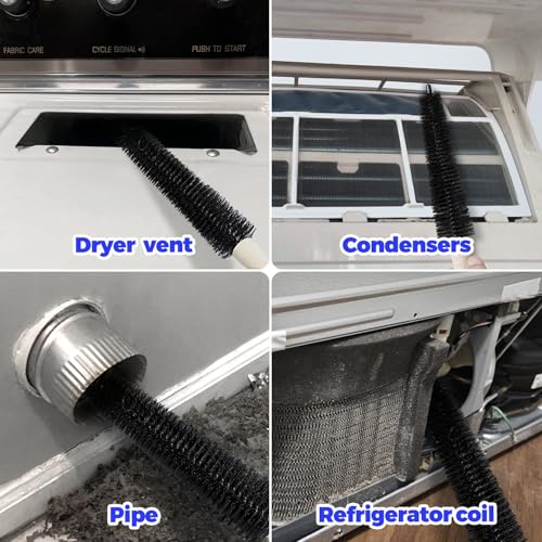 Holikme Dryer Vent Cleaner Kit 3 Pack – Crevice & 2 Lint Brushes | Flexible Nylon Bristles & Bendable Shaft Adapt to Tight Corners – Also Cleans Fridge Coils, Radiator Fins & AC Vents. - size: 3Pieces